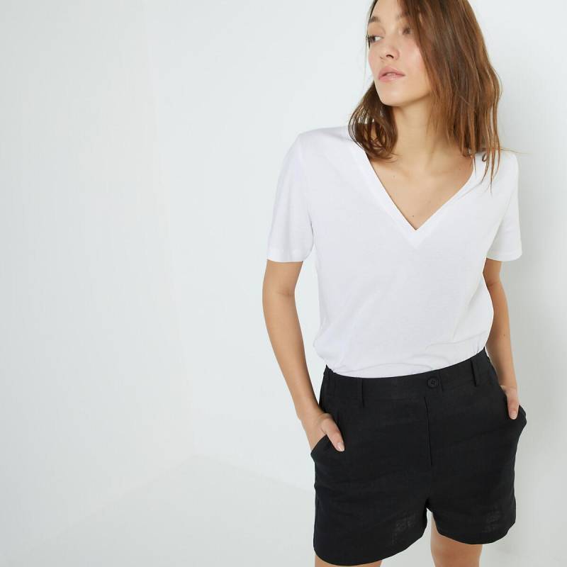 La Redoute Collections - T-Shirt mit V-Ausschnitt, für Damen, Weiss, Größe S von La Redoute Collections