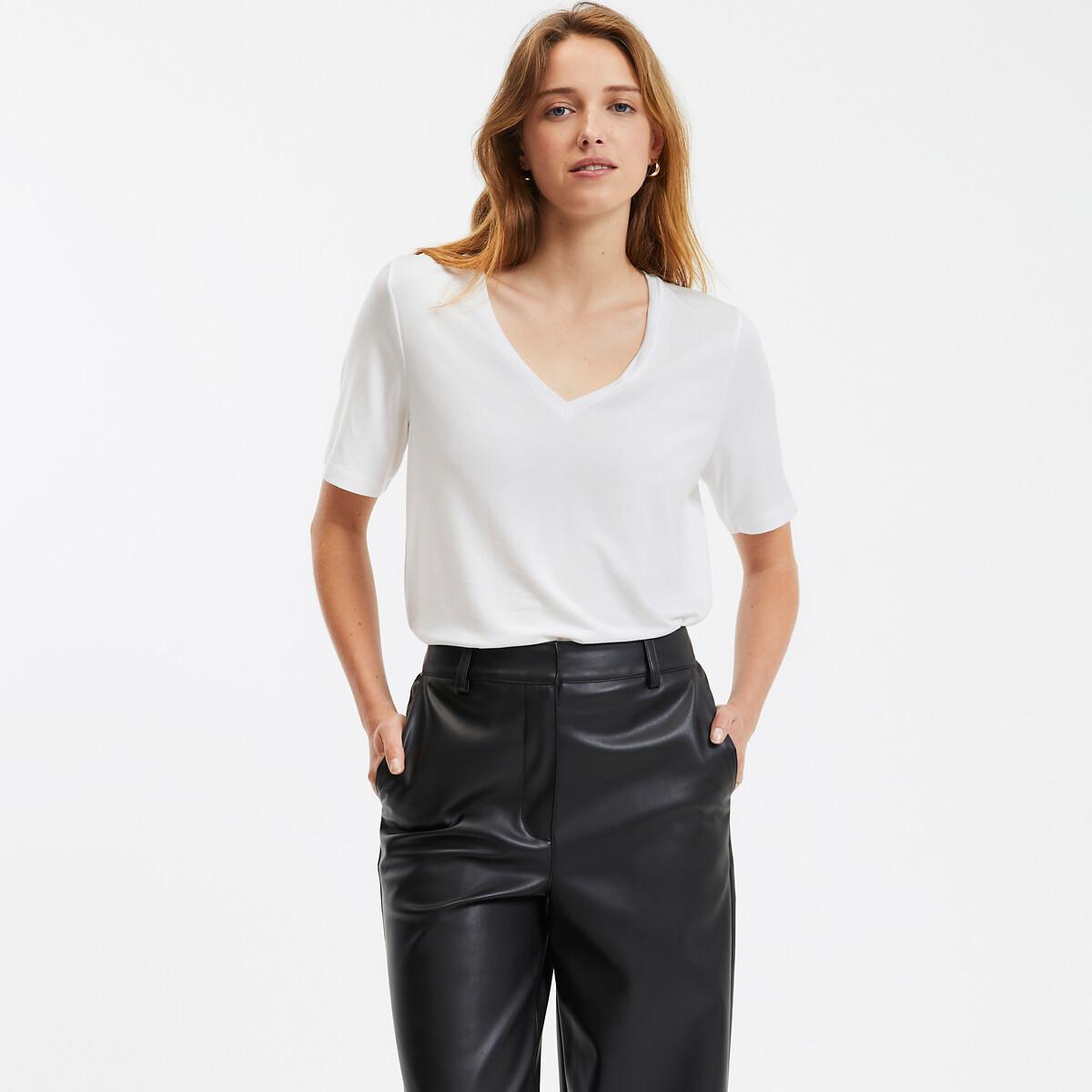 T-shirt Mit V-ausschnitt Damen Weiss XL von La Redoute Collections