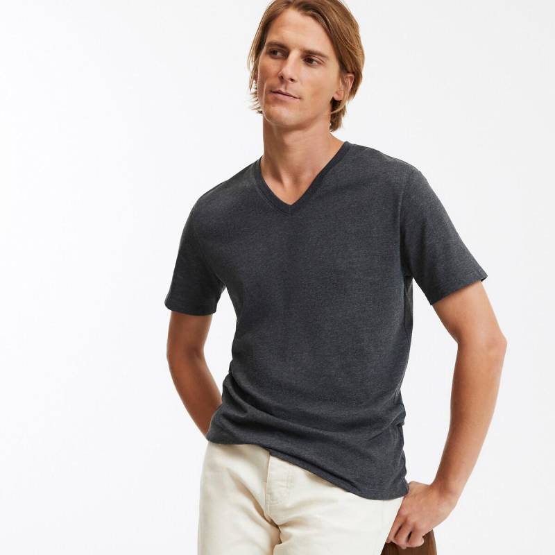 T-shirt Mit V-ausschnitt Herren Grau L von La Redoute Collections