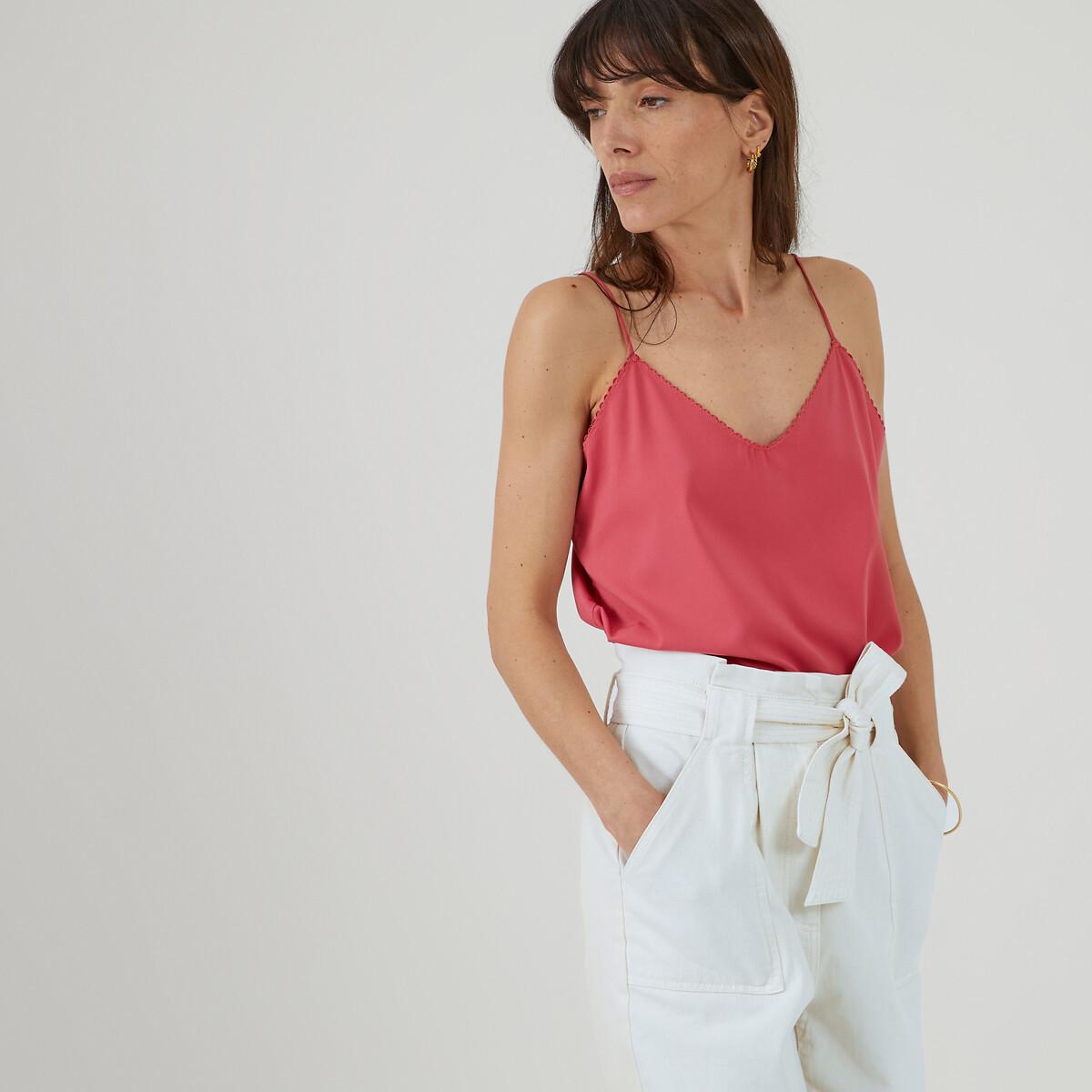 Top Mit V-ausschnitt & Schmalen Trägern Damen Rosa 40 von La Redoute Collections