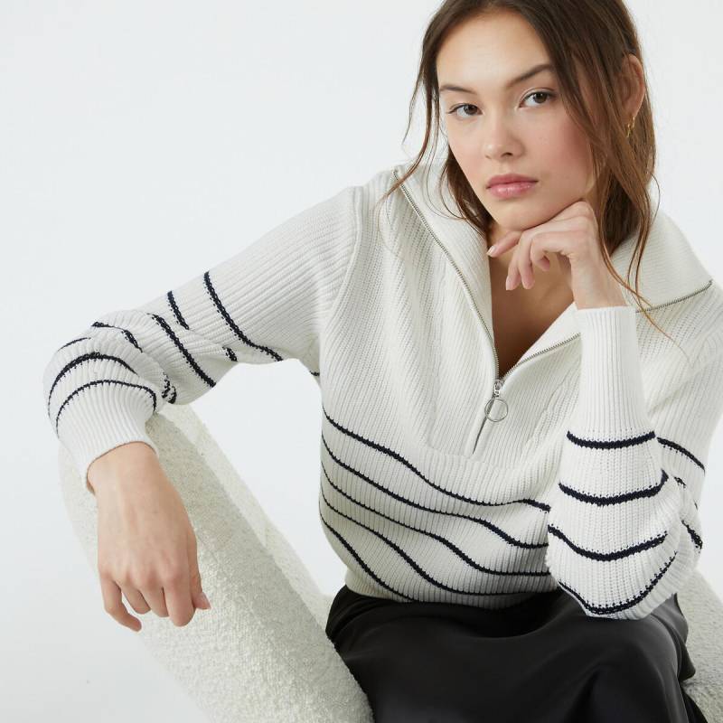 Troyer-pullover Mit Streifen Damen Weiss L von La Redoute Collections