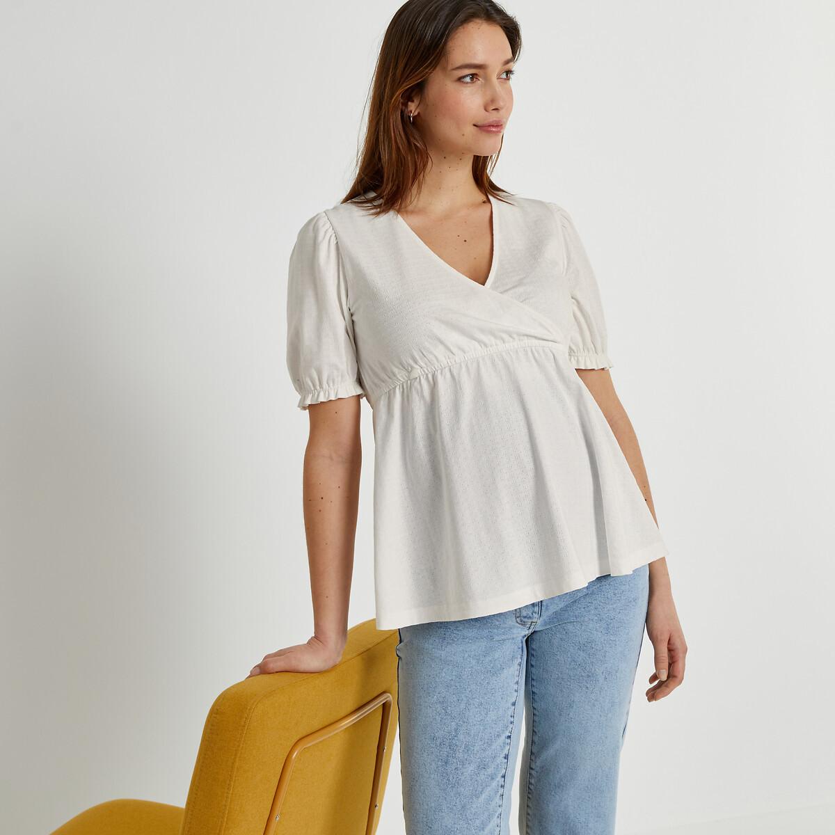 Umstandshirt Aus Jersey Mit Stickerei Damen Weiss M von La Redoute Collections