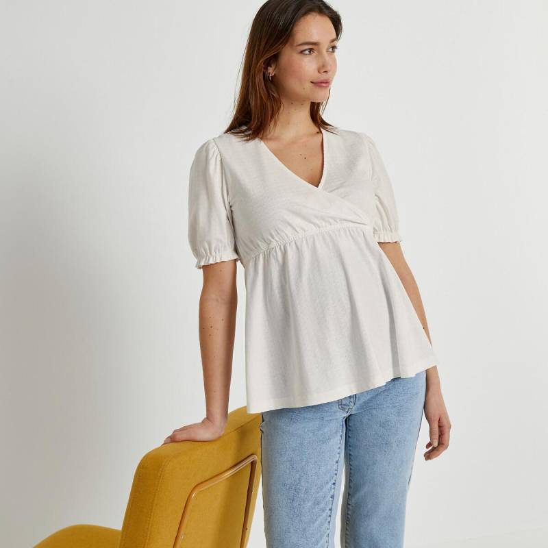 Umstandshirt Aus Jersey Mit Stickerei Damen Weiss XL von La Redoute Collections