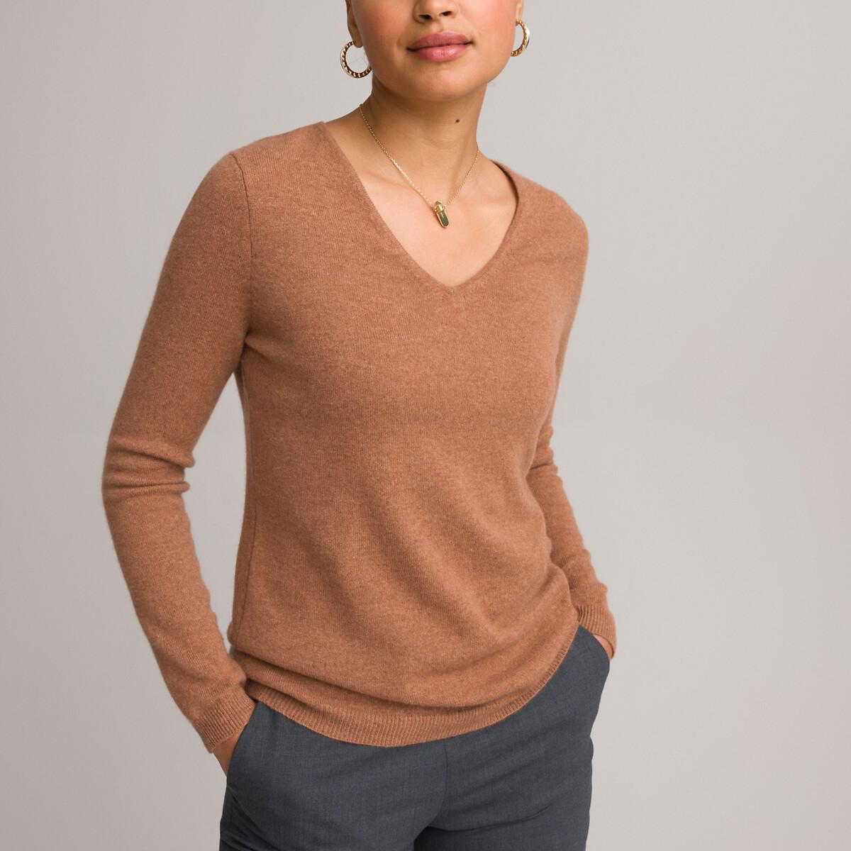 La Redoute Collections - V-Pullover, für Damen, Braun, Größe 46 von La Redoute Collections