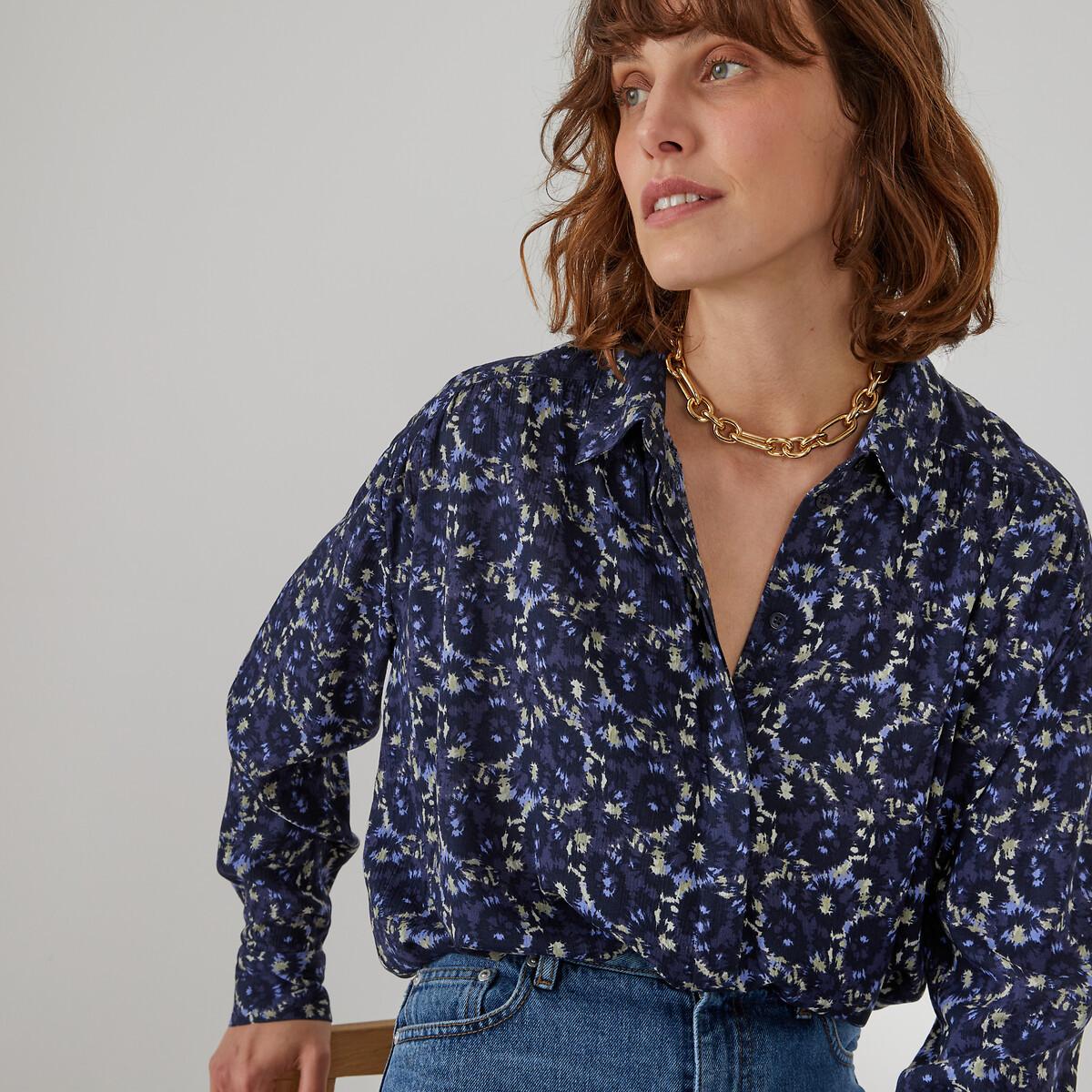 Weite Bluse Mit Langen Ärmeln & Printmuster Damen Blau S von La Redoute Collections