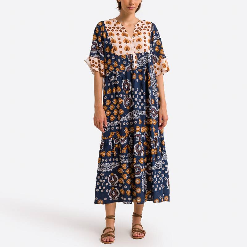 Weites Maxikleid Mit Ethnoprint Damen Blau 33/34 von La Redoute Collections