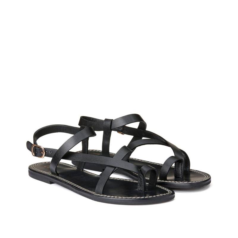 Signature Zehensandalen Aus Leder Damen Schwarz 36 von La Redoute Collections