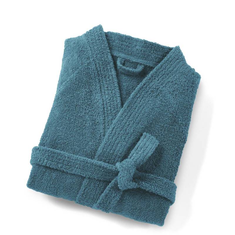 Peignoir Éponge Col Kimono 450g/m² Damen Blau 42 von La Redoute Intérieurs