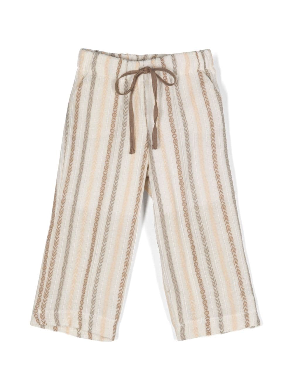 La Stupenderia Riche asymmetric-pattern embroidered trousers - Neutrals von La Stupenderia