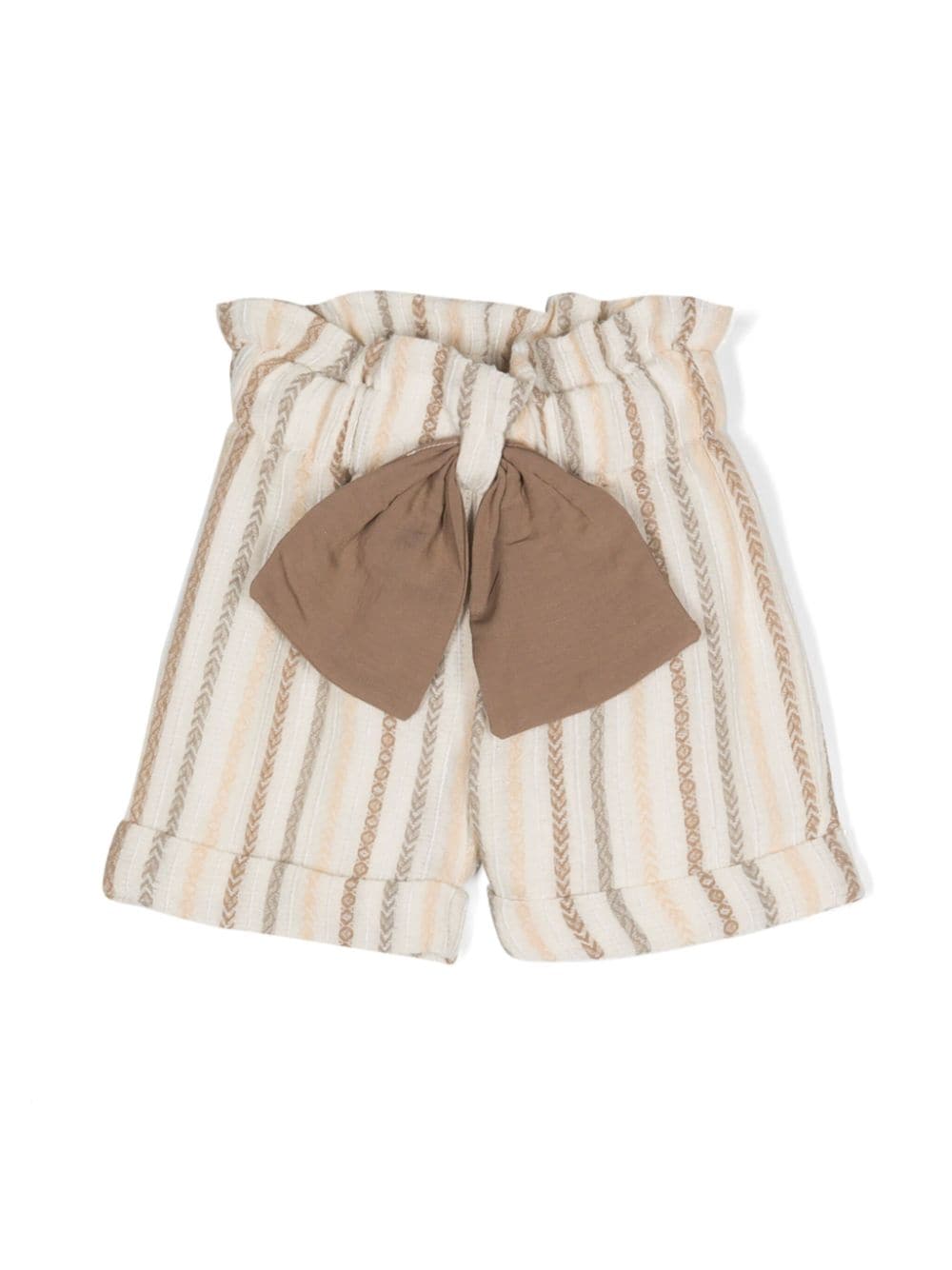 La Stupenderia asymmetric-pattern embroidered shorts - Neutrals von La Stupenderia