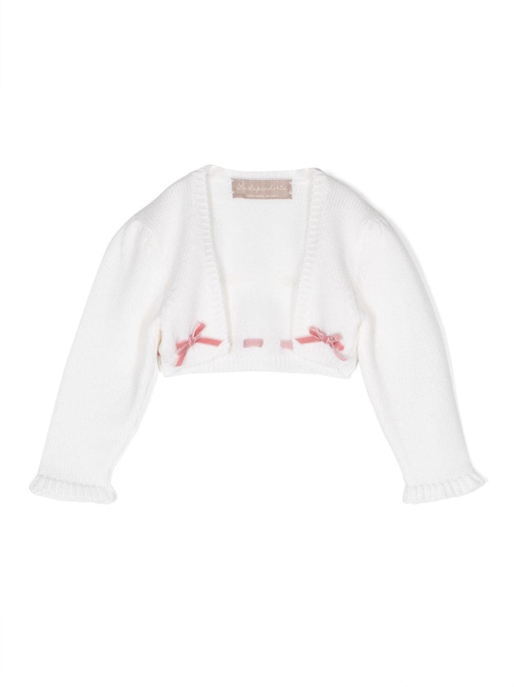 La Stupenderia bow-detail cropped knitted cardigan - White von La Stupenderia