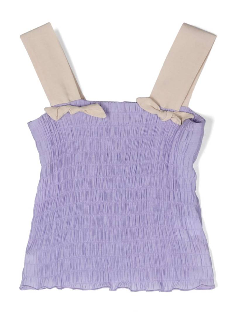 La Stupenderia bow-detail smocked tank top - Purple von La Stupenderia