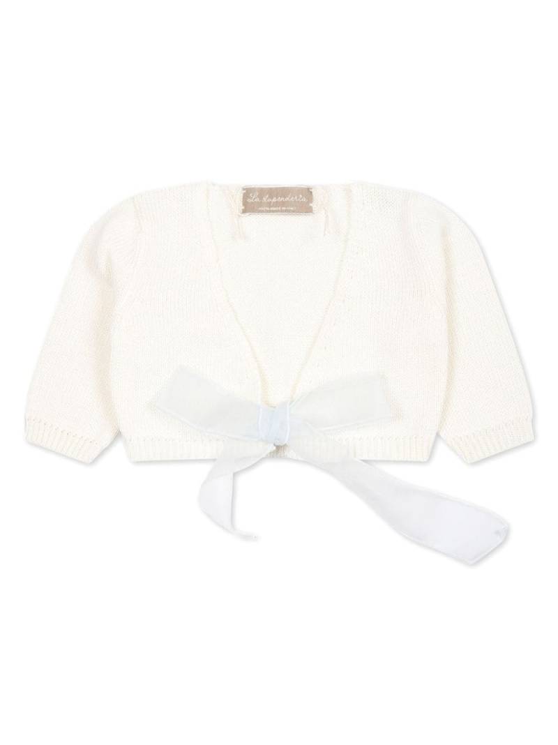 La Stupenderia bow-fastening cotton cardigan - White von La Stupenderia