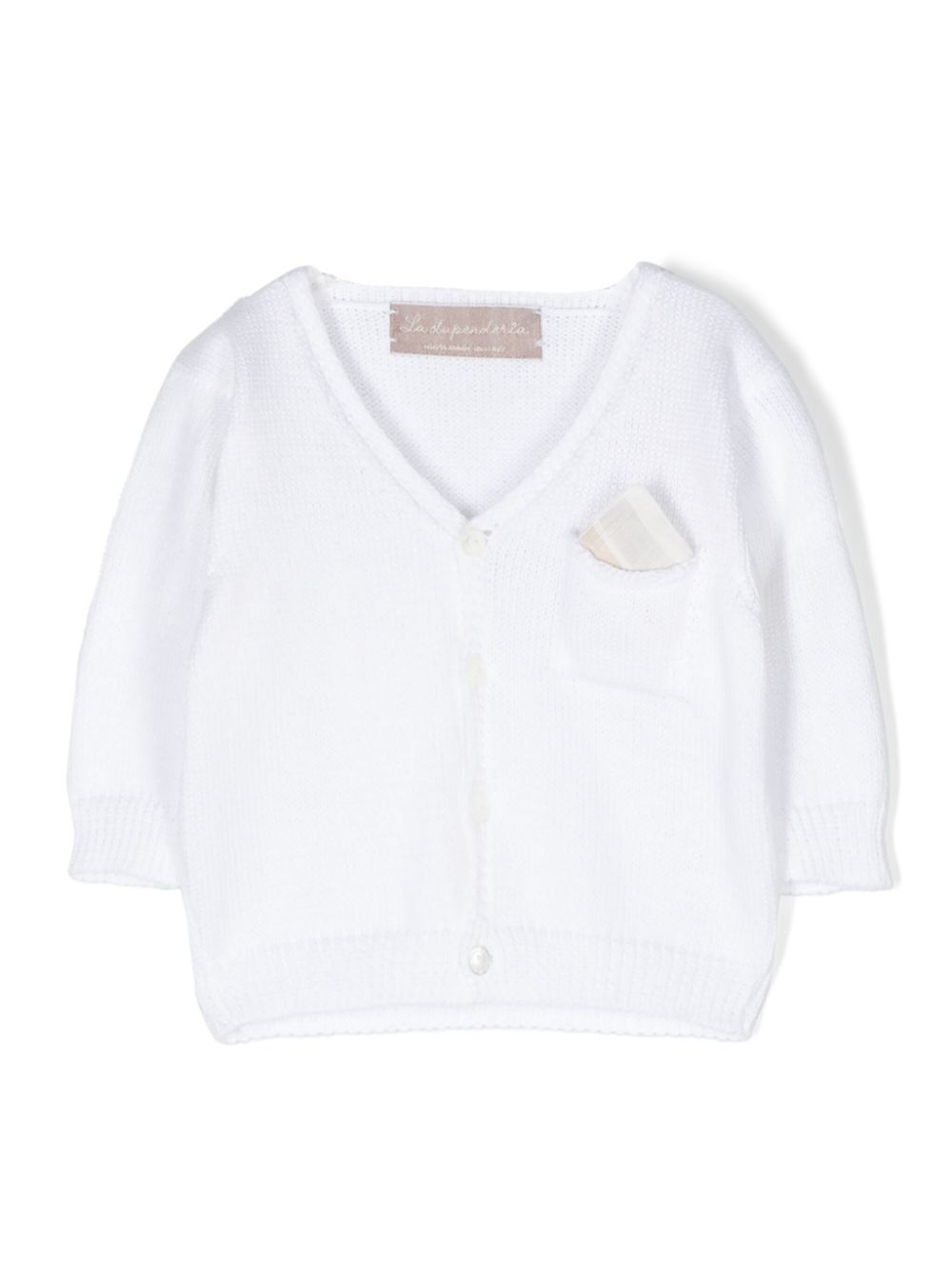 La Stupenderia chest-pocket cotton cardigan - White von La Stupenderia