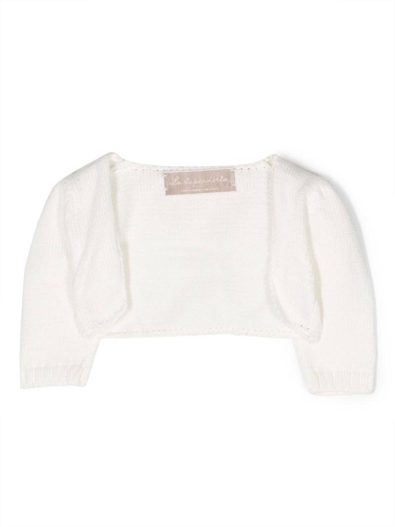 La Stupenderia cropped long-sleeve knitted cardigan - White von La Stupenderia