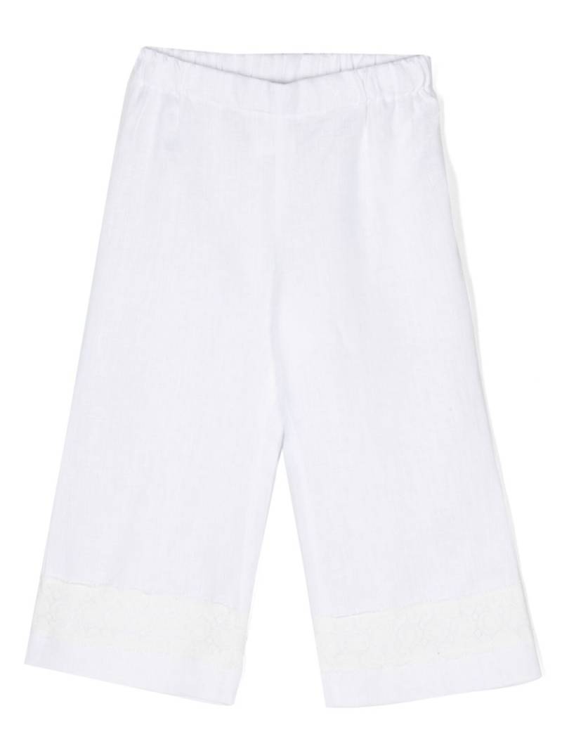 La Stupenderia lace-appliqué linen trousers - White von La Stupenderia