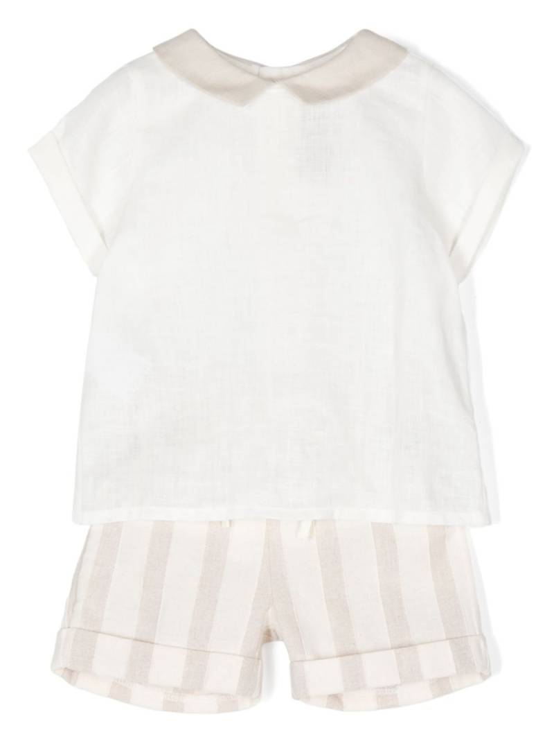 La Stupenderia striped linen shorts set - White von La Stupenderia