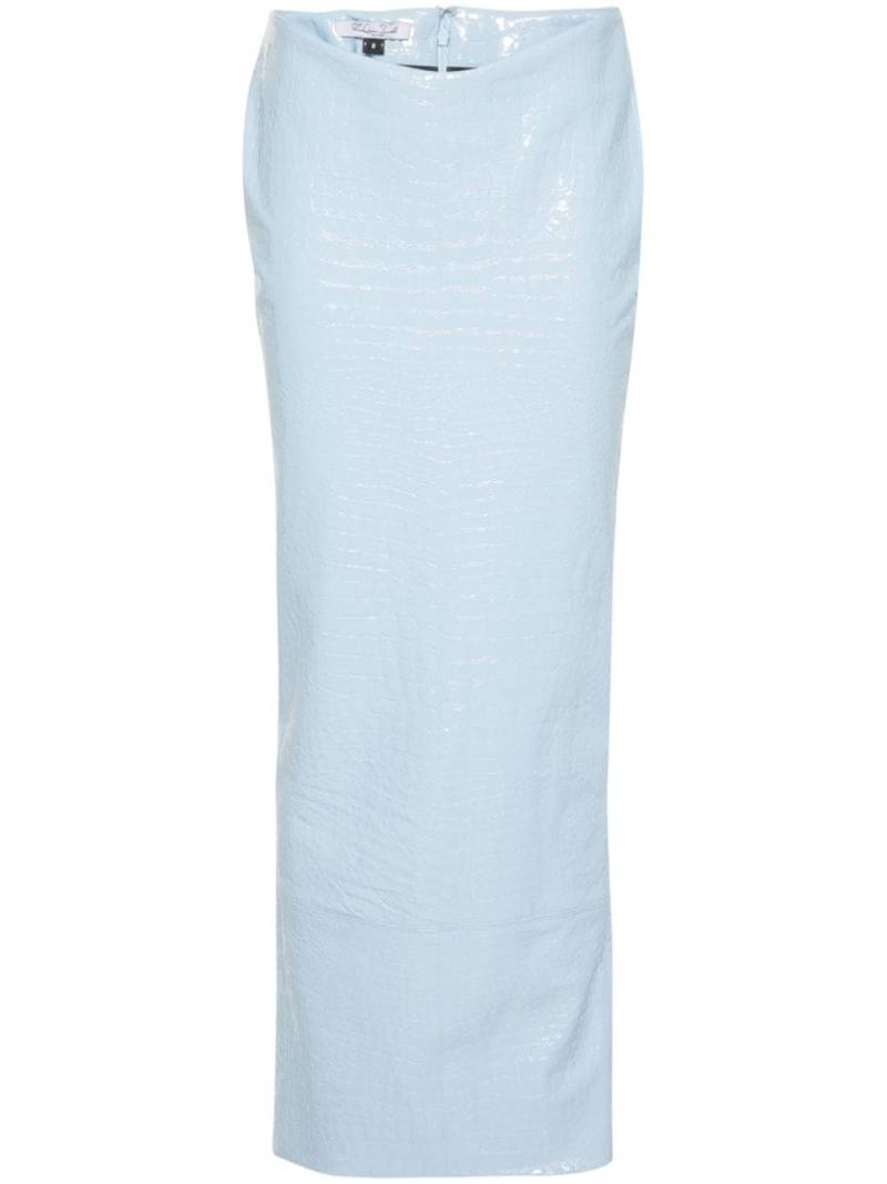 LaQuan Smith crocodile-effect maxi skirt - Blue von LaQuan Smith