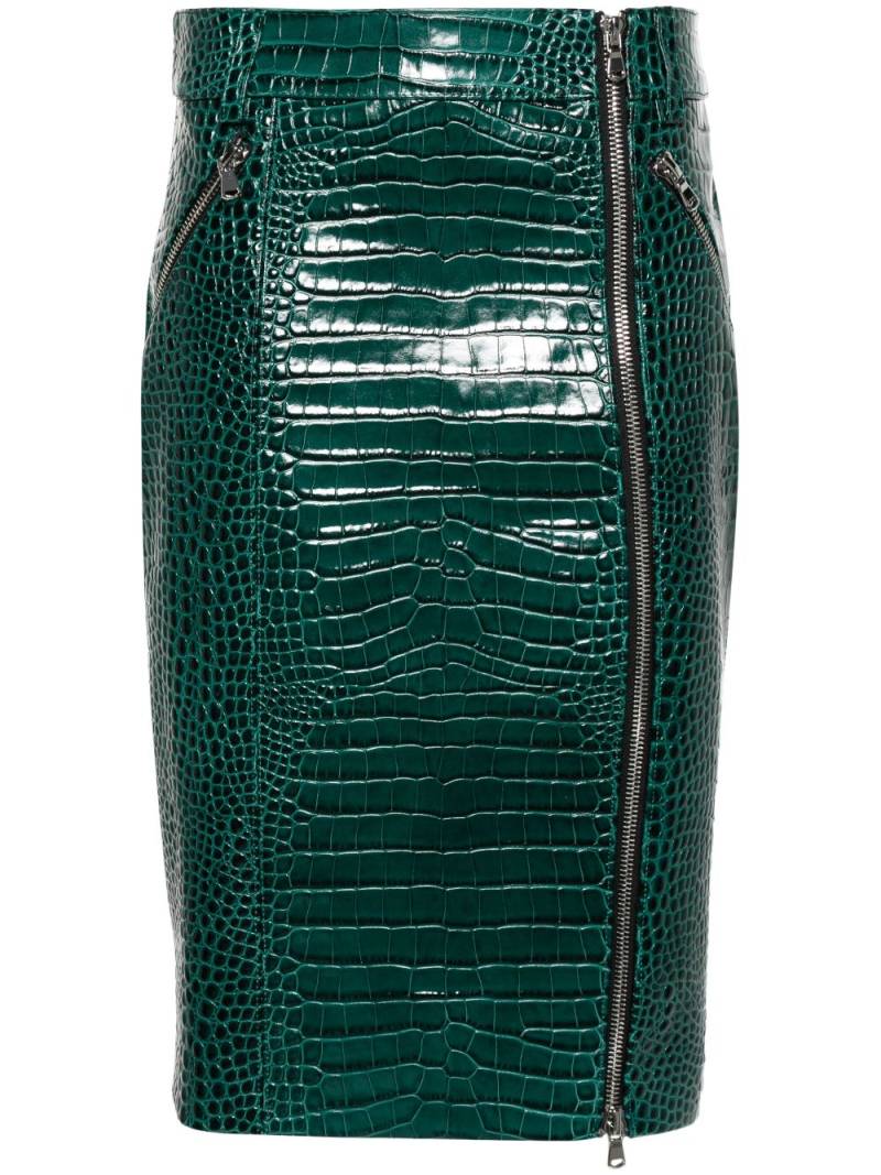 LaQuan Smith crocodile-effect midi skirt - Green von LaQuan Smith