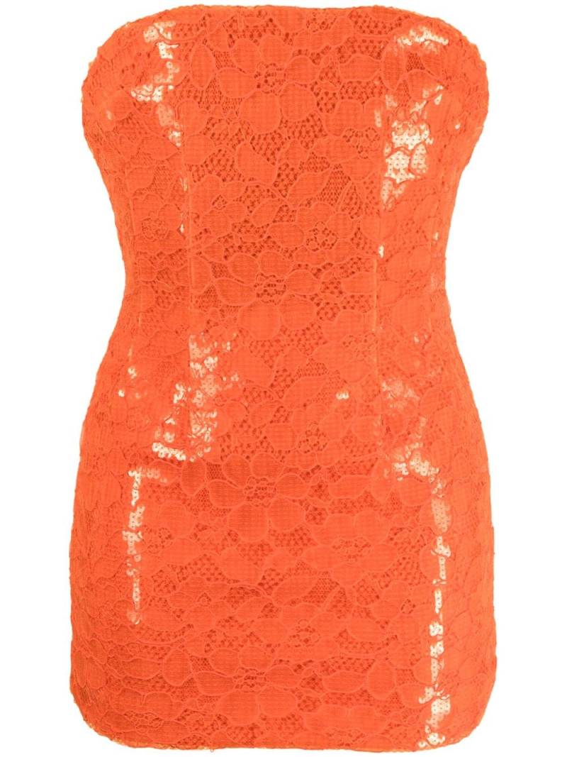 LaQuan Smith floral-lace strapless minidress - Orange von LaQuan Smith