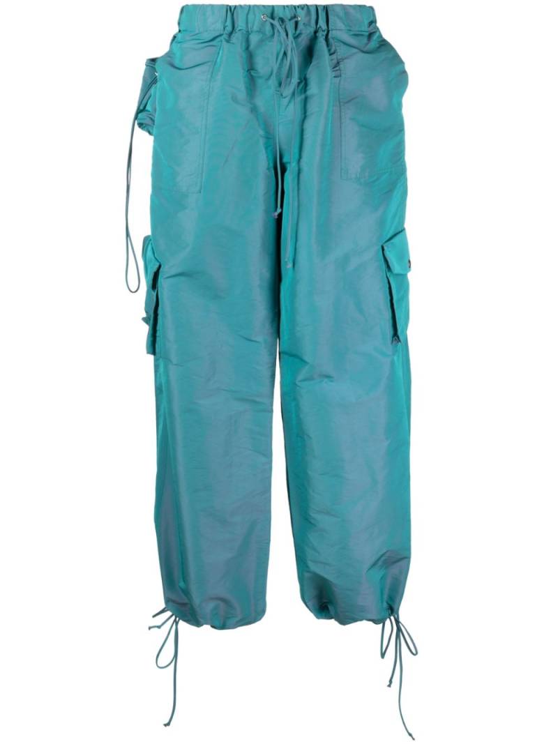 LaQuan Smith low-rise iridescent cargo pants - Green von LaQuan Smith