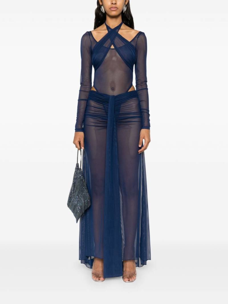 LaQuan Smith mesh-design bodysuit - Blue von LaQuan Smith