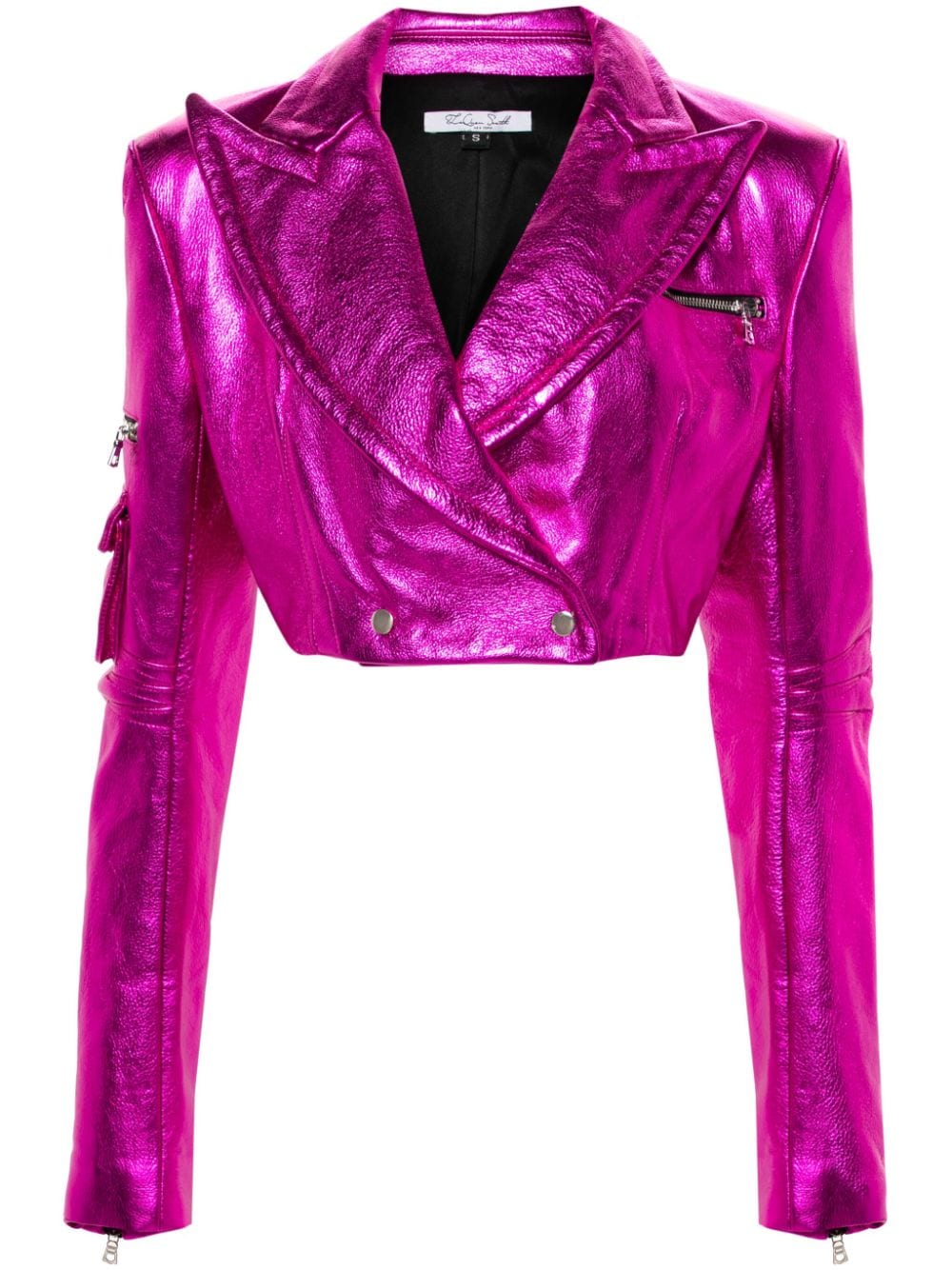 LaQuan Smith metallic cropped leather jacket - Pink von LaQuan Smith