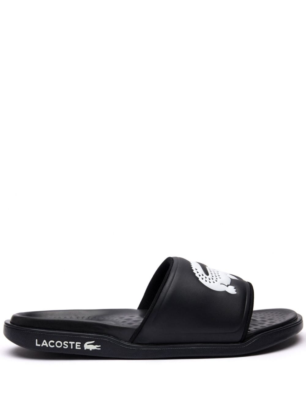 Lacoste Croco Dualiste logo strap slides - Black von Lacoste