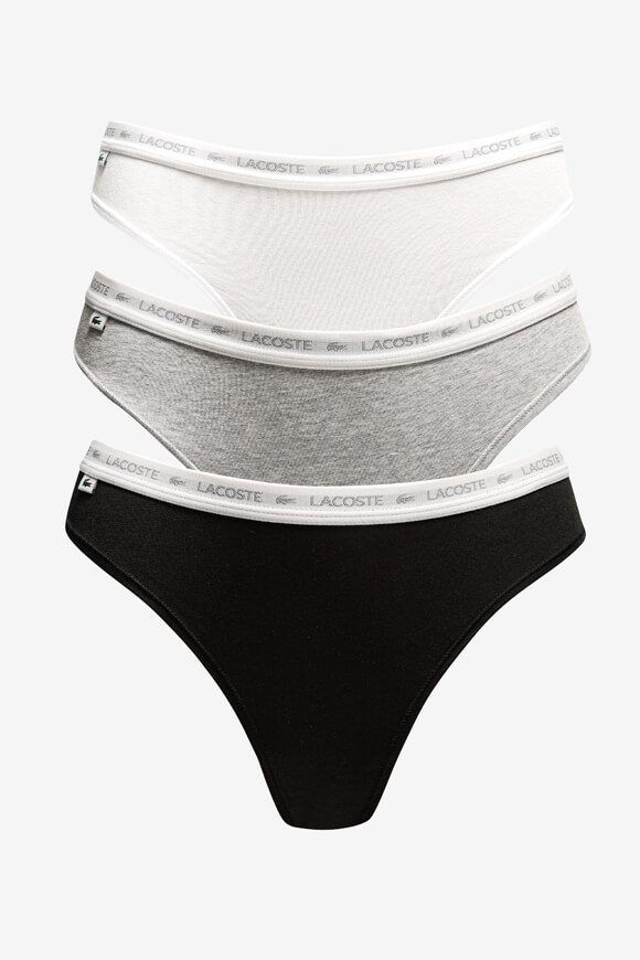 Lacoste Dreierpack Strings | Black + White + Silver Heather | Damen  | L von Lacoste