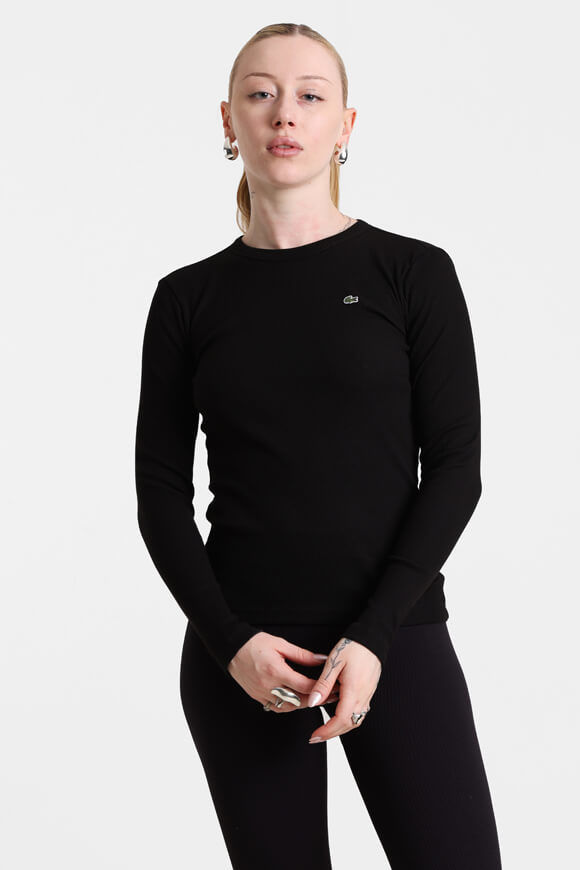 Lacoste Geripptes Langarmshirt | Black | Damen  | 34 von Lacoste