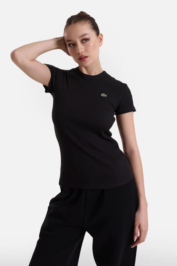 Lacoste Geripptes T-Shirt | Black | Damen  | 40 von Lacoste