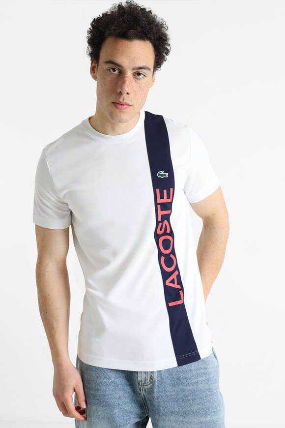 Lacoste Mesh T-Shirt | White + Navy | Herren  | S von Lacoste