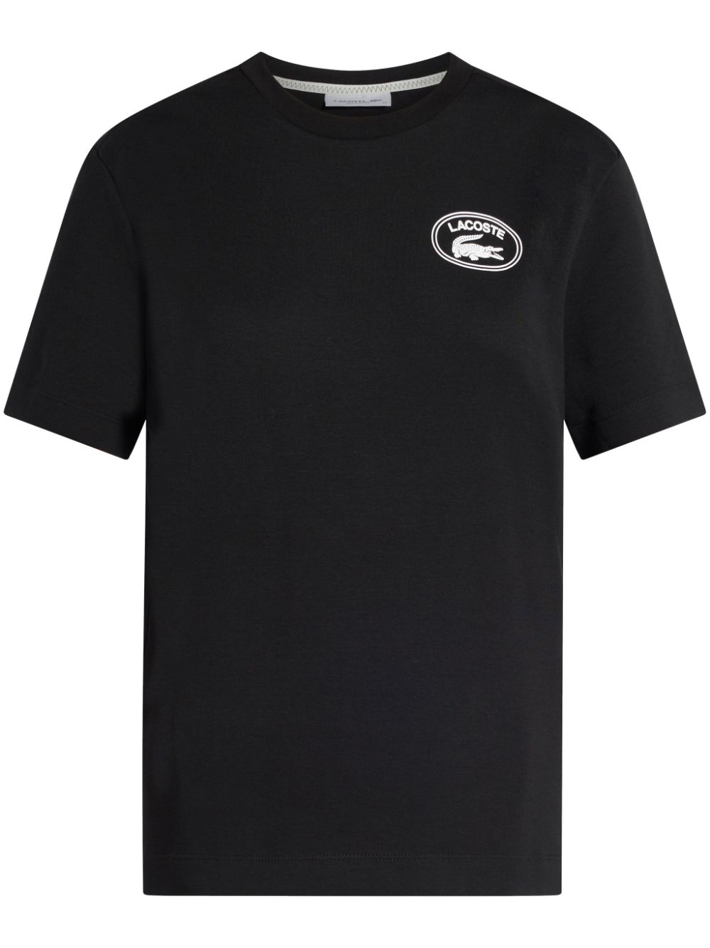 Lacoste black logo-patch cotton T-shirt von Lacoste