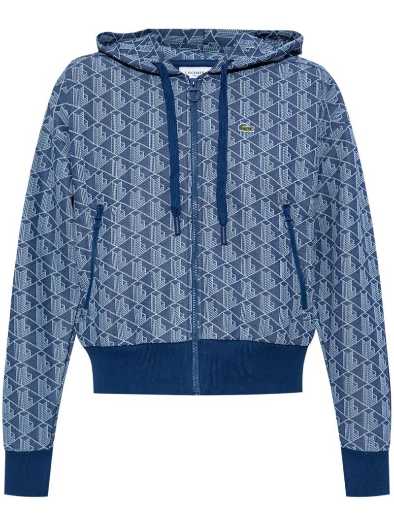 Lacoste jacquard monogram hoodie - Blue von Lacoste