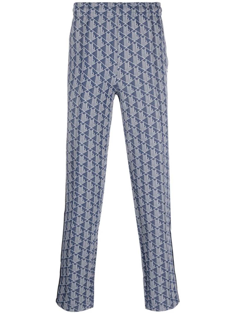 Lacoste jacquard monogram-pattern track pants - Blue von Lacoste