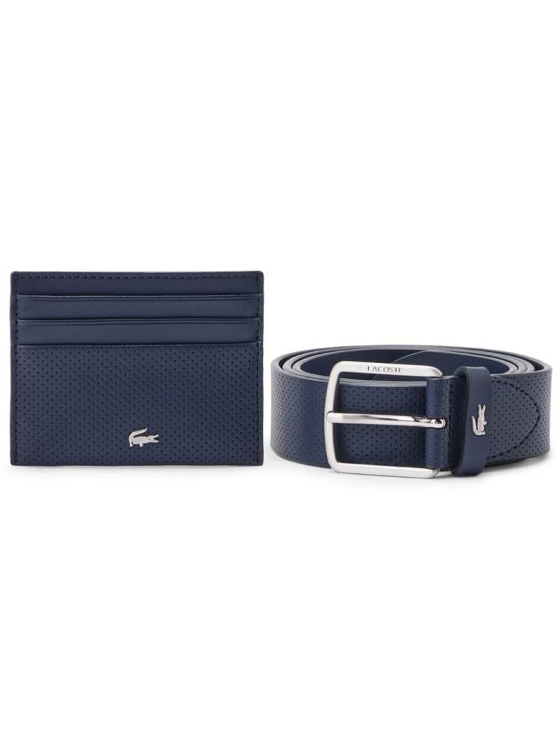 Lacoste leather belt and cardholder set - Blue von Lacoste