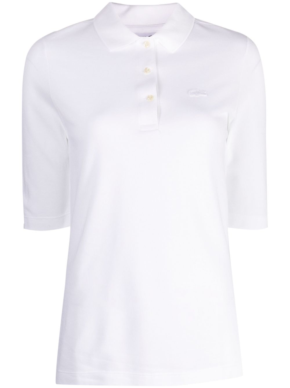 Lacoste logo-embroidered cotton polo shirt - White von Lacoste