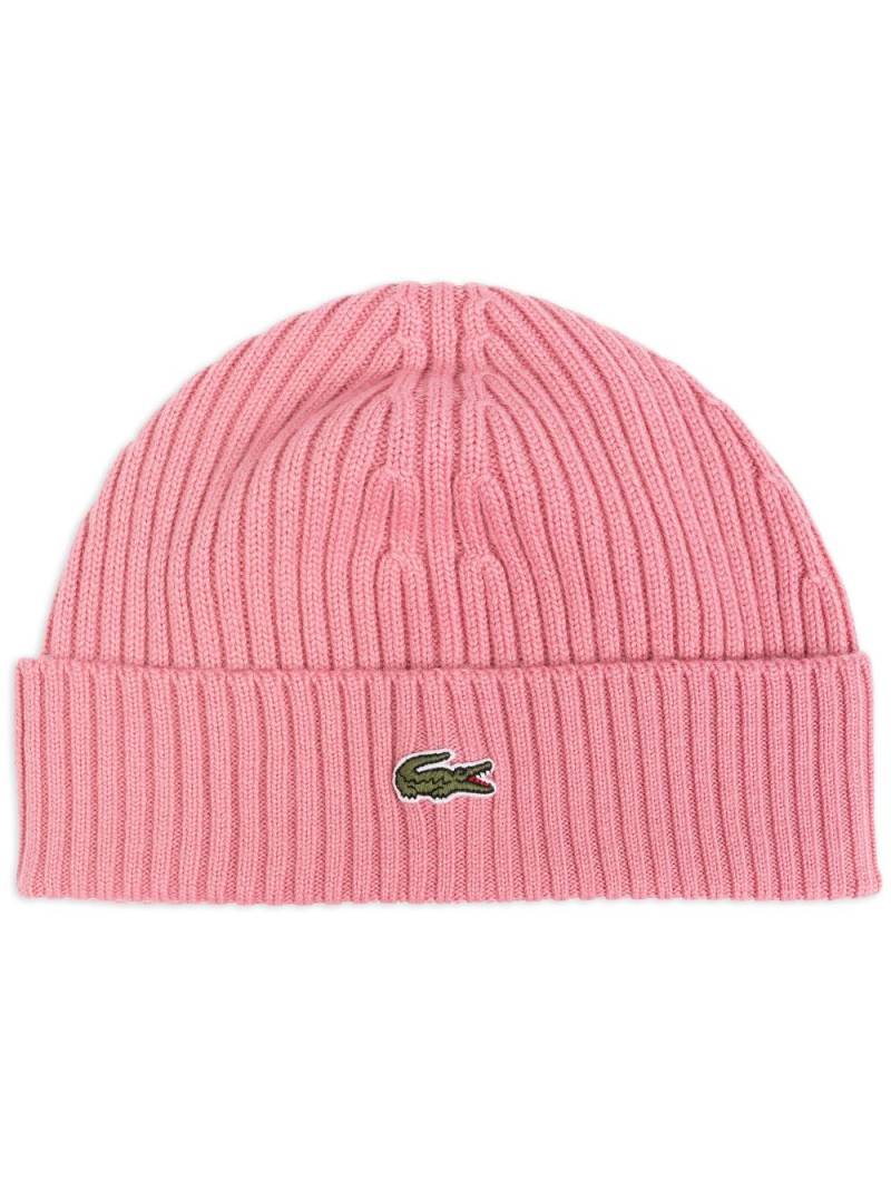 Lacoste logo-embroidered knit hat - Pink von Lacoste