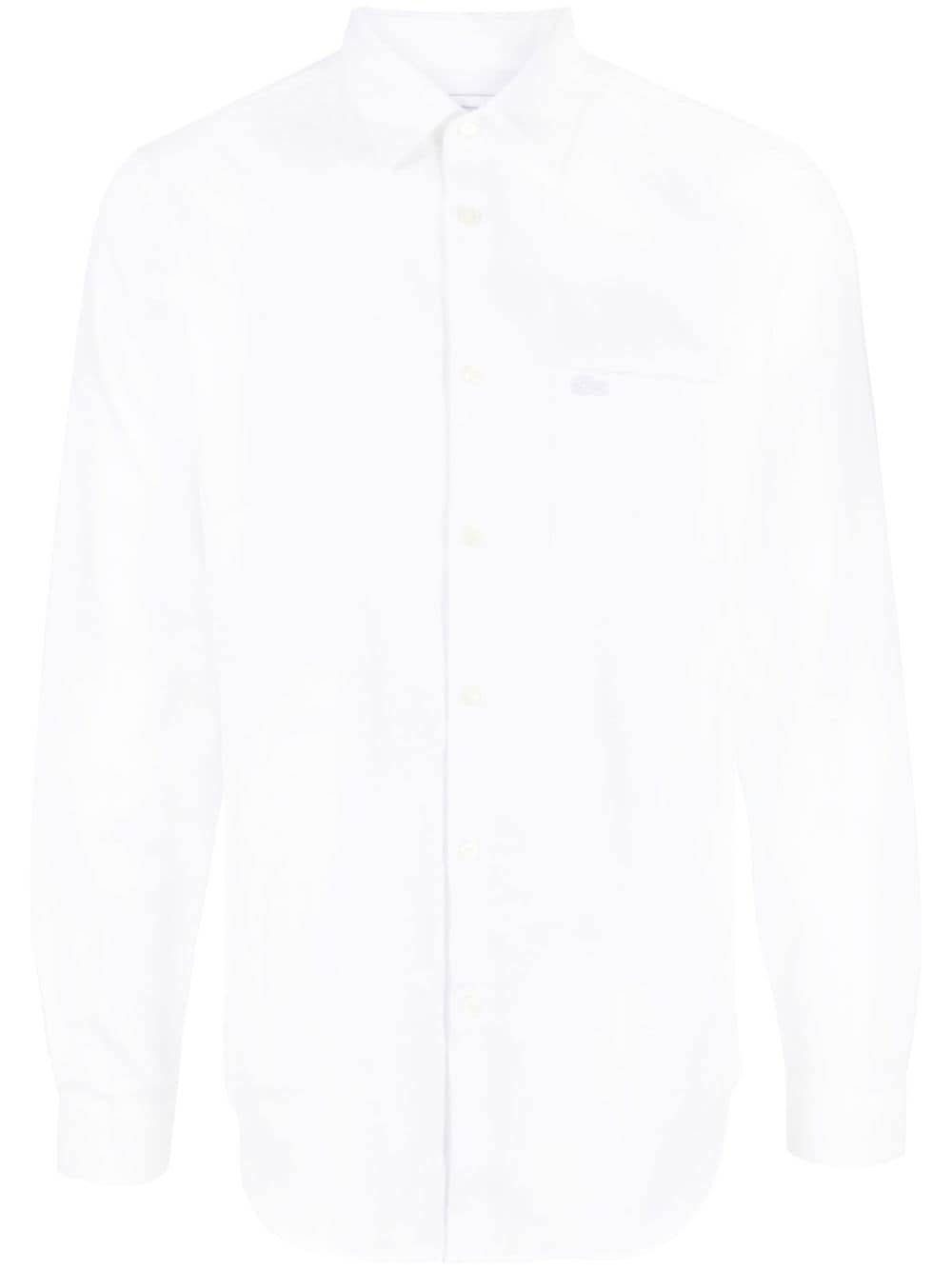 Lacoste logo-embroidered long-sleeve cotton shirt - White von Lacoste