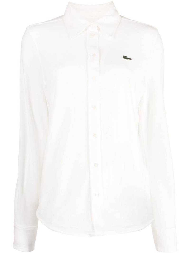 Lacoste logo-embroidered long-sleeve piqué shirt - White von Lacoste