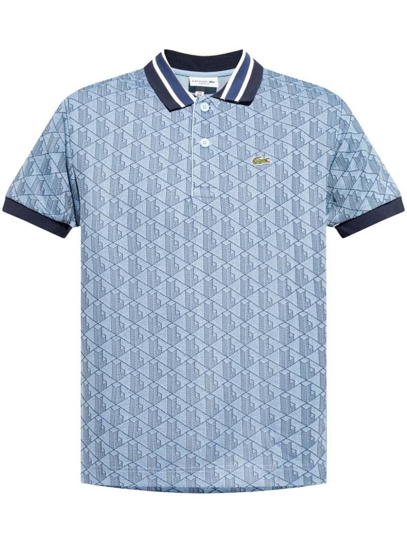 Lacoste logo-embroidered monogram-jacquard polo shirt - Blue von Lacoste