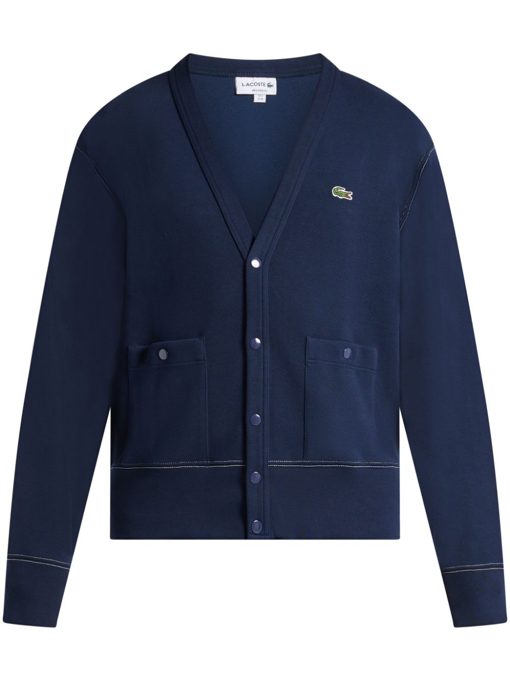 Lacoste logo-embroidered piqué cardigan - Blue von Lacoste