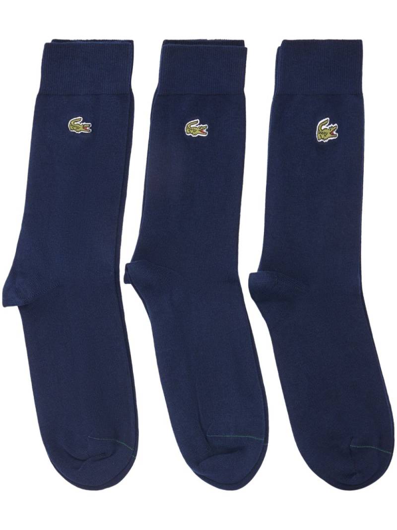 Lacoste logo-embroidered socks (pack of three) - Blue von Lacoste