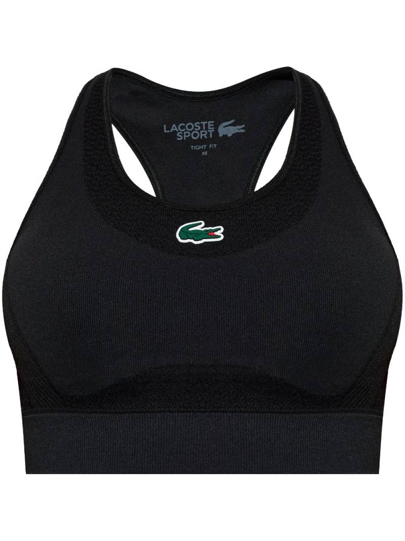 Lacoste logo embroidered sports bra - Black von Lacoste