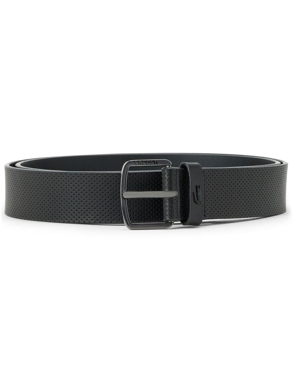 Lacoste logo-engraved leather belt - Black von Lacoste