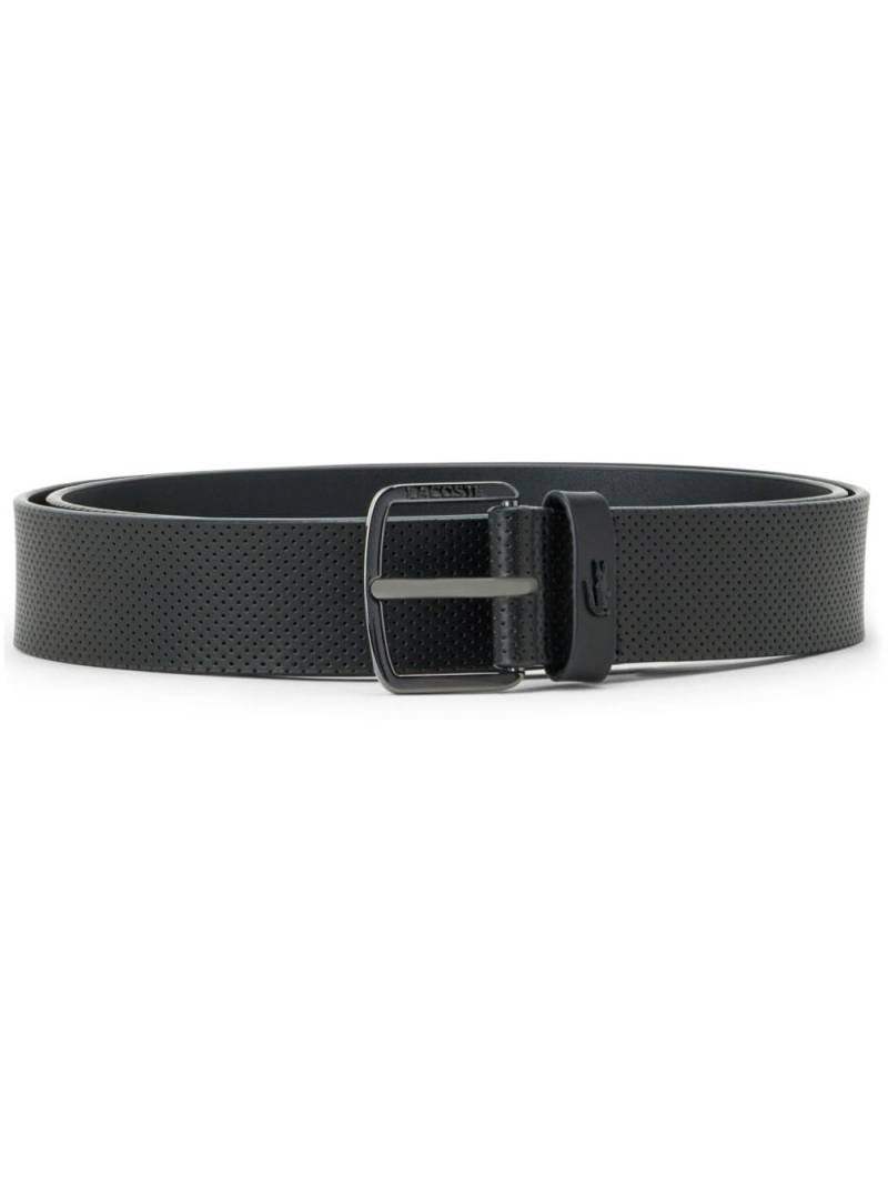 Lacoste logo-engraved leather belt - Black von Lacoste