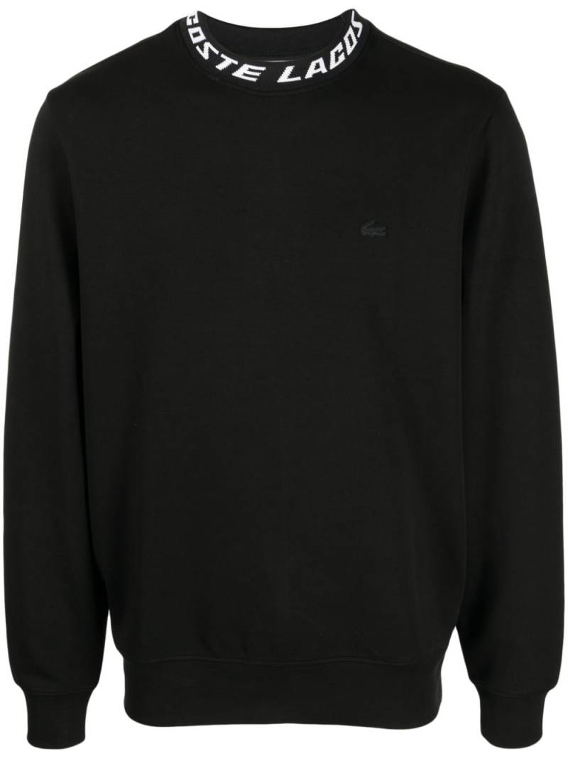 Lacoste logo jacquard-neck long-sleeve sweatshirt - Black von Lacoste