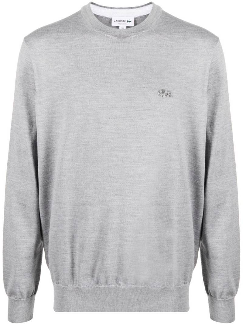 Lacoste logo-patch crew neck jumper - Grey von Lacoste