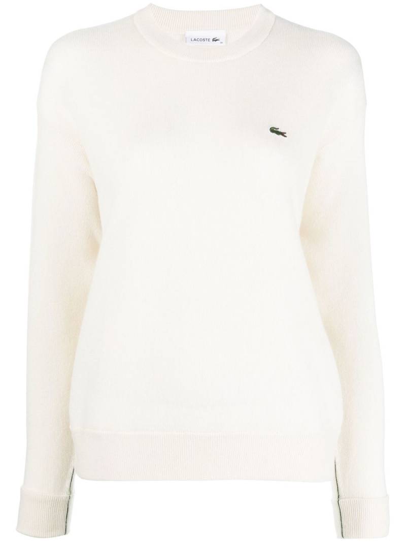 Lacoste logo-patch crew-neck jumper - White von Lacoste