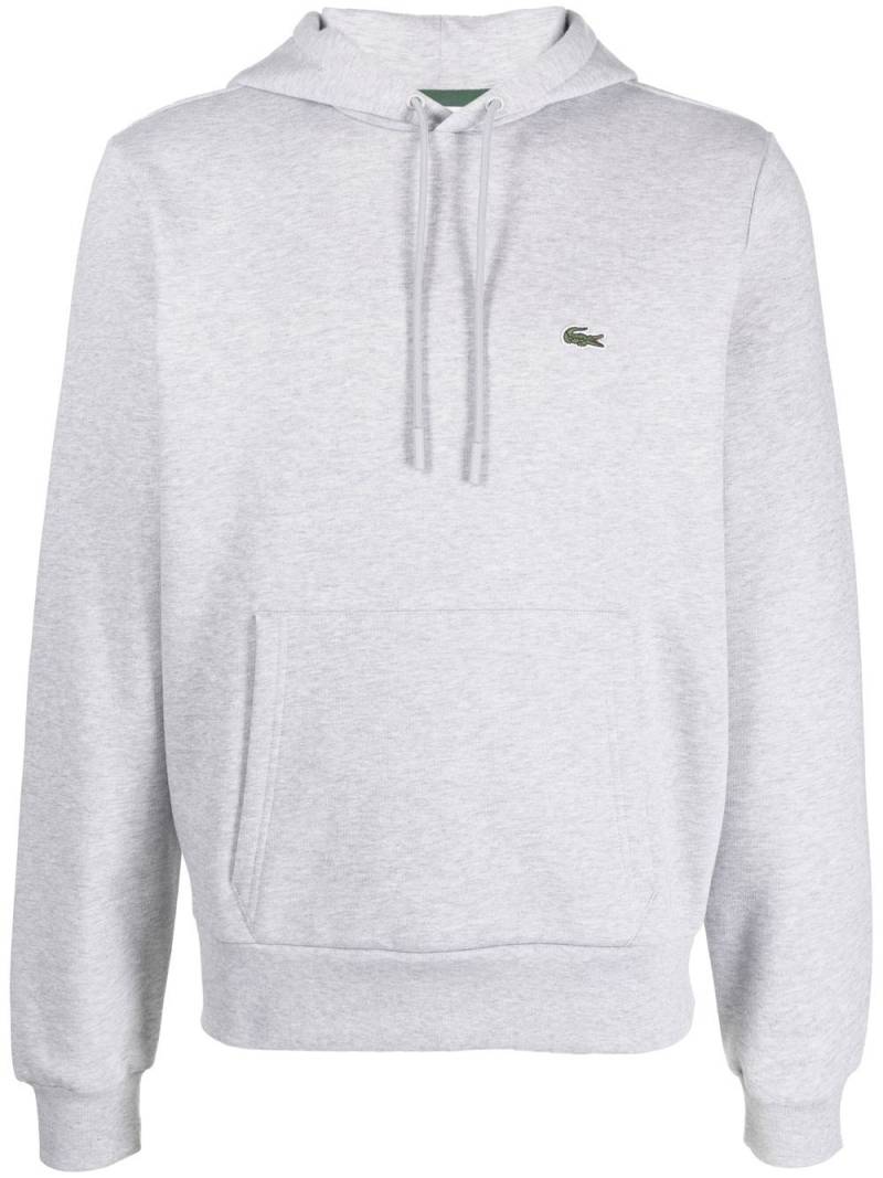 Lacoste logo-patch fleece hoodie - Grey von Lacoste